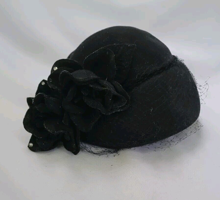 Antique Vintage Stylish 30's 40s Women's Hat Blac… - image 8