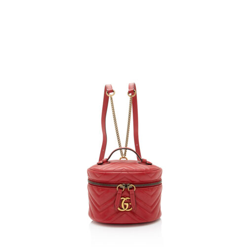 Gucci Matelasse Leather GG Marmont Round Mini Bac… - image 1