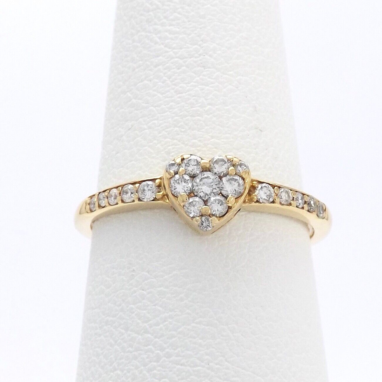 14k Gold Natural Diamond Heart Ring Petite sz7 - image 1