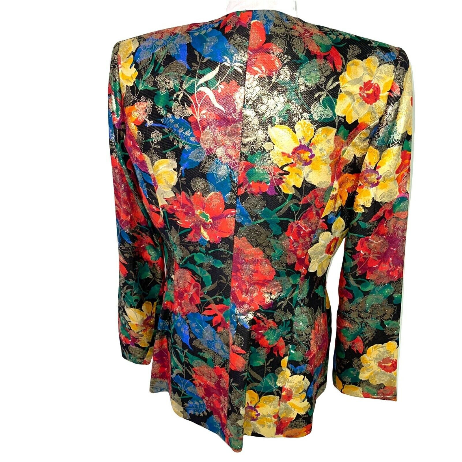 Vintage Custom Made Blazer Womens Silk Floral Met… - image 2