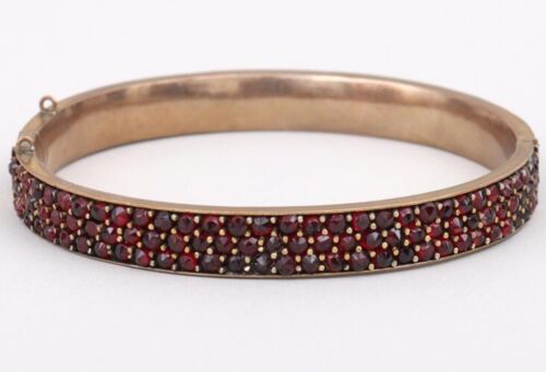 Antique Victorian Gold Filled  Garnet Bangle Brac… - image 1