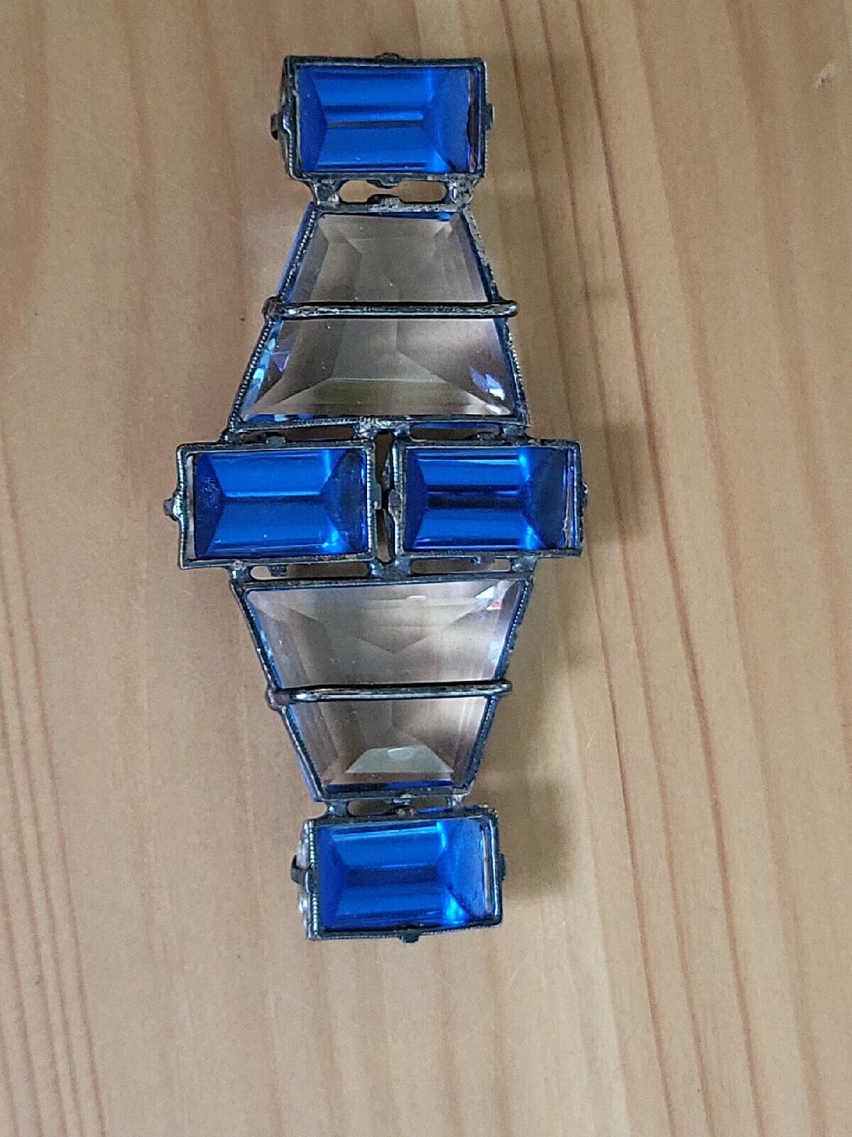 Antique Art Deco Czech Trapezoid Geometric Blue G… - image 10