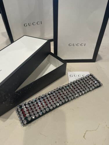 NEW Authentic GUCCI Rhinestone WEB Stretch HEADBA… - image 1