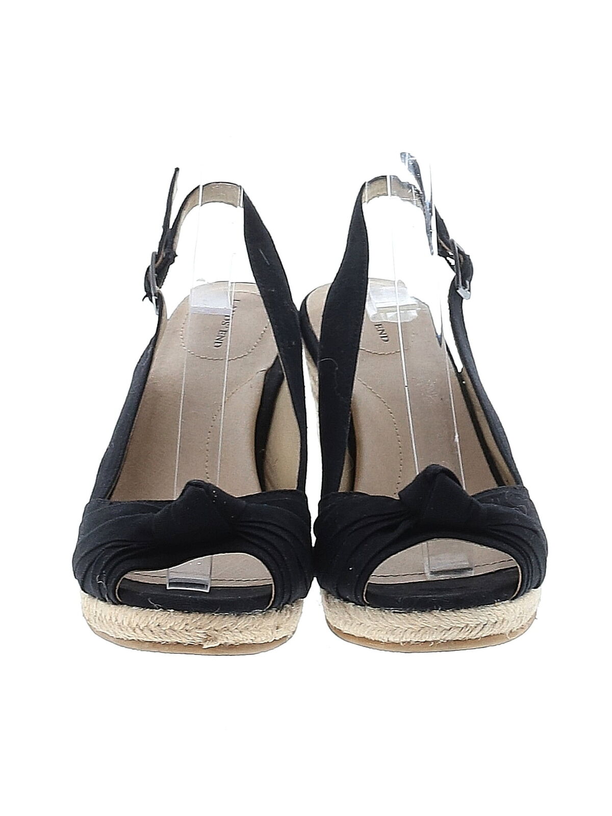 Lands' End Women Black Wedges 6 - image 2