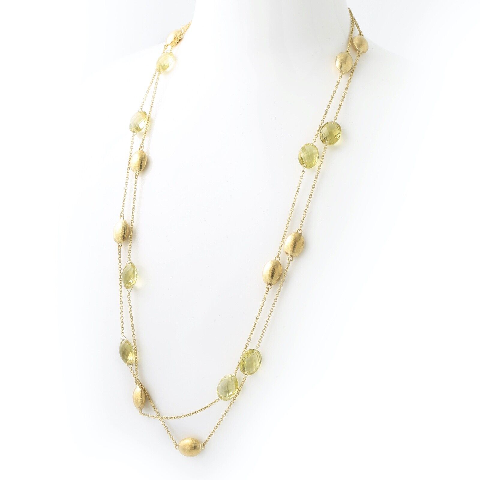 18K Yellow Gold Faceted Citrine Station Necklace - image 3