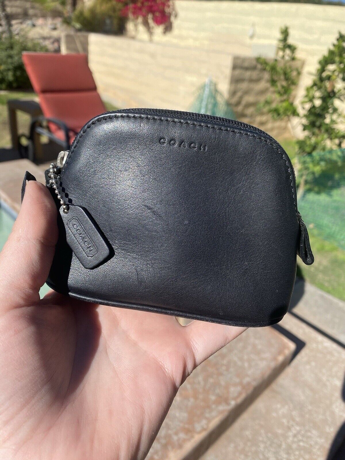 Vintage Coach Black Leather Pouch - image 1