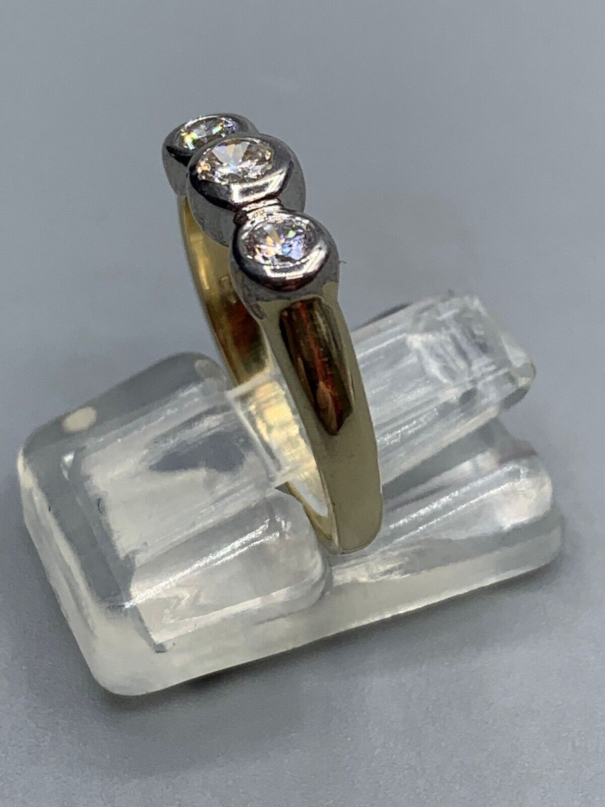 9ct Gold Cubic Zirconia Trilogy Ring - image 2