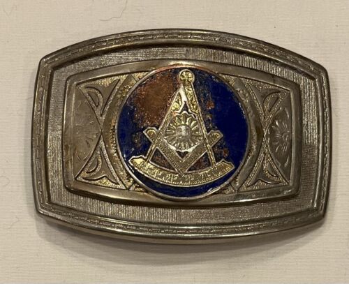 Vintage Masonic Square and Compass Brass Belt Buc… - image 1