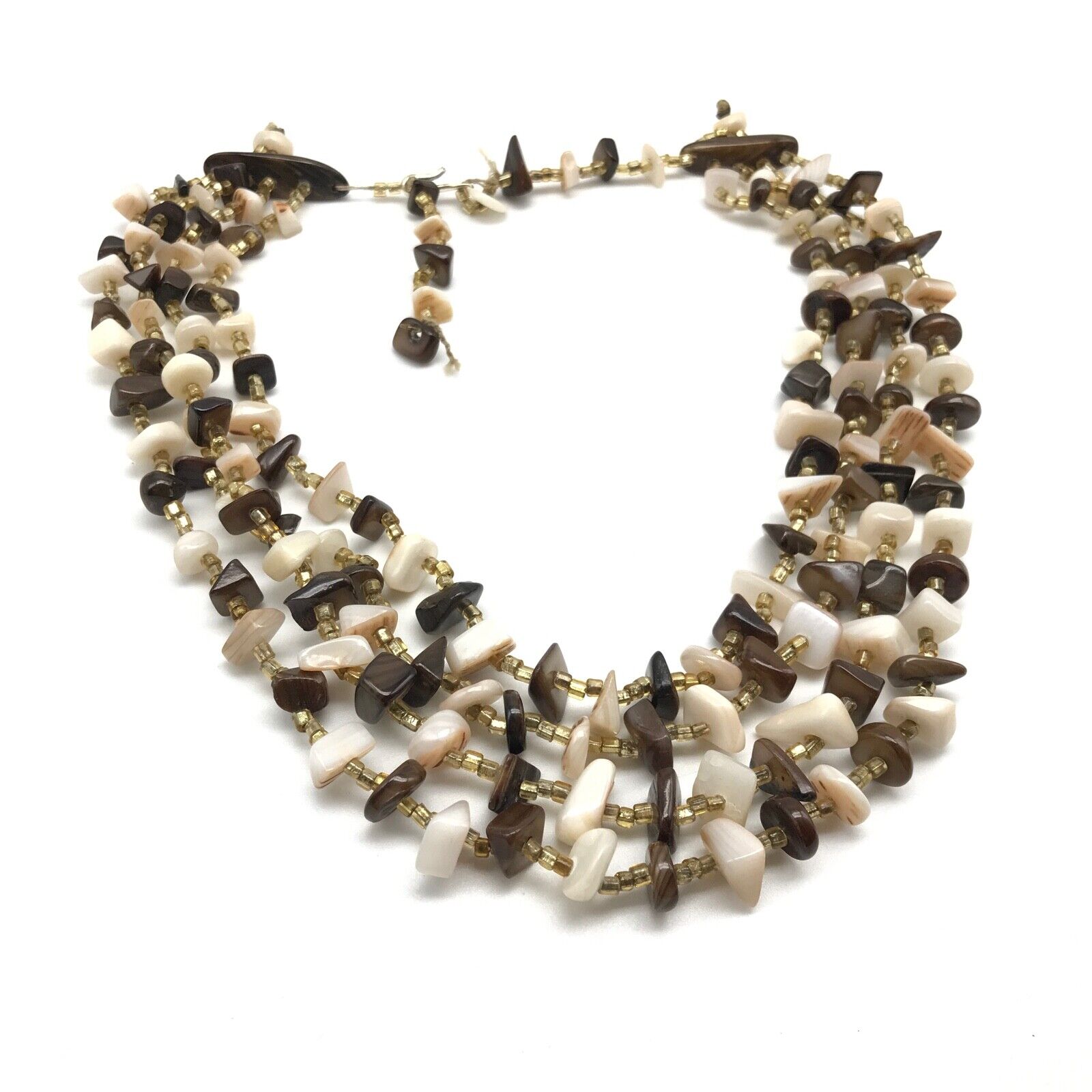 Vintage Mother Of Pearl Nugget Beaded Four Strand… - image 3