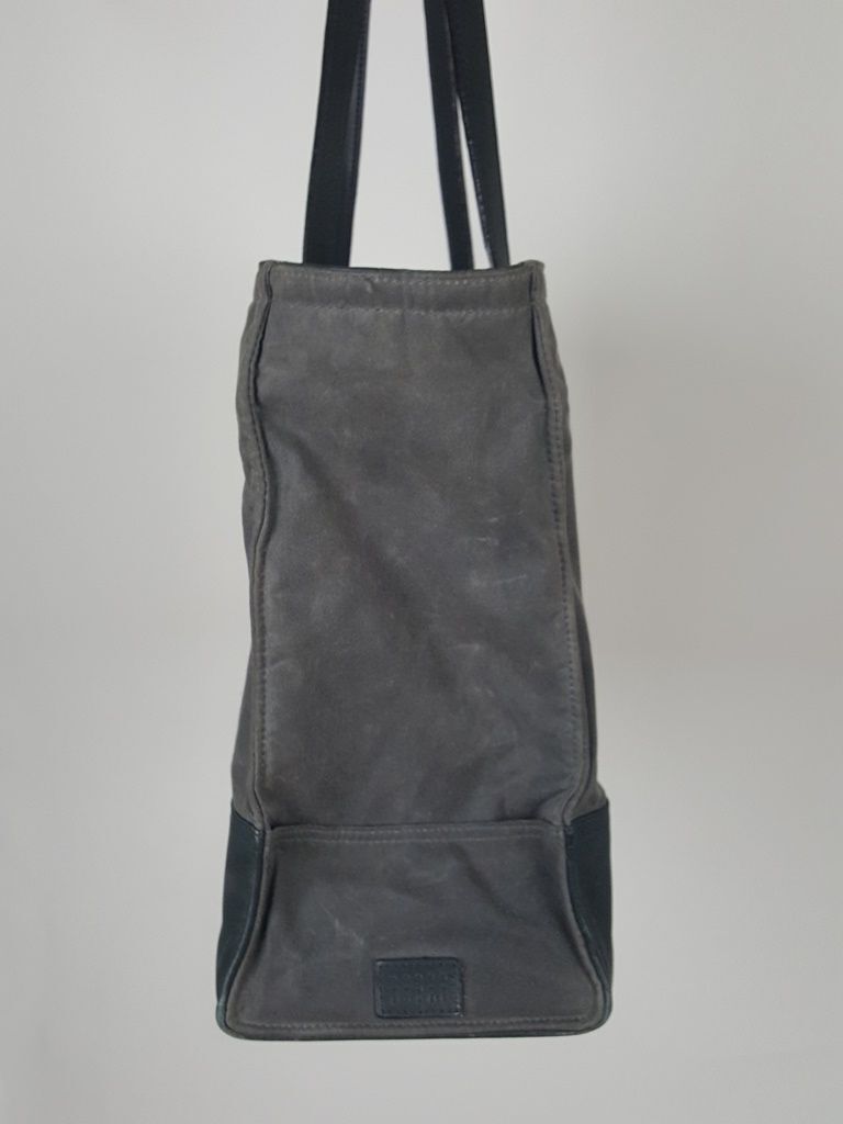 Moore & Giles Blue Canvas & Leather Tote Bag Hand… - image 2