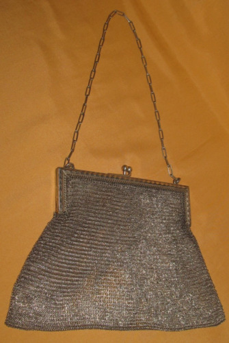 Antique Bag Messenger Shoulder Mesh Metal Silver 1