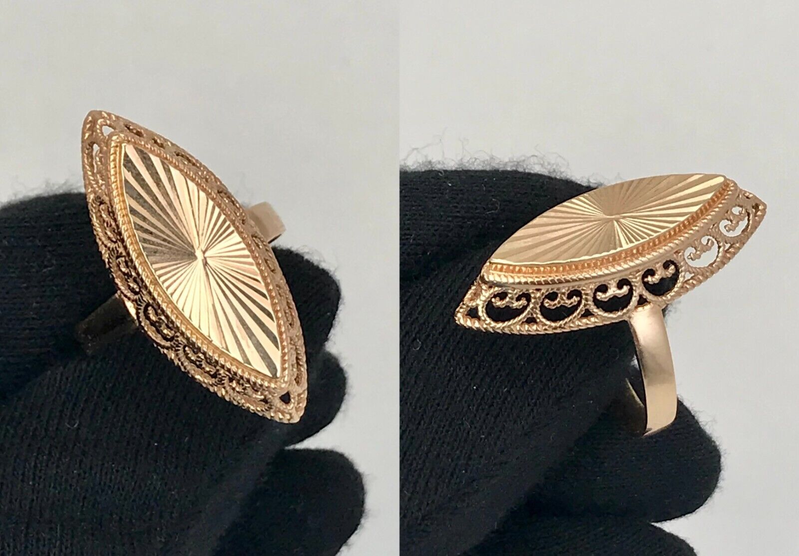 Chic Vintage Original Rose Gold 585 14k Ring US 5… - image 7