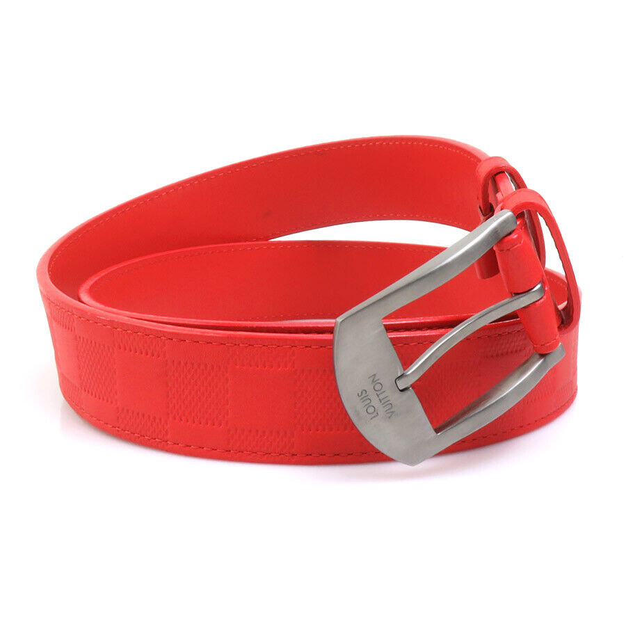 Auth LOUIS VUITTON Damier Infini Belt Red Leather… - image 1