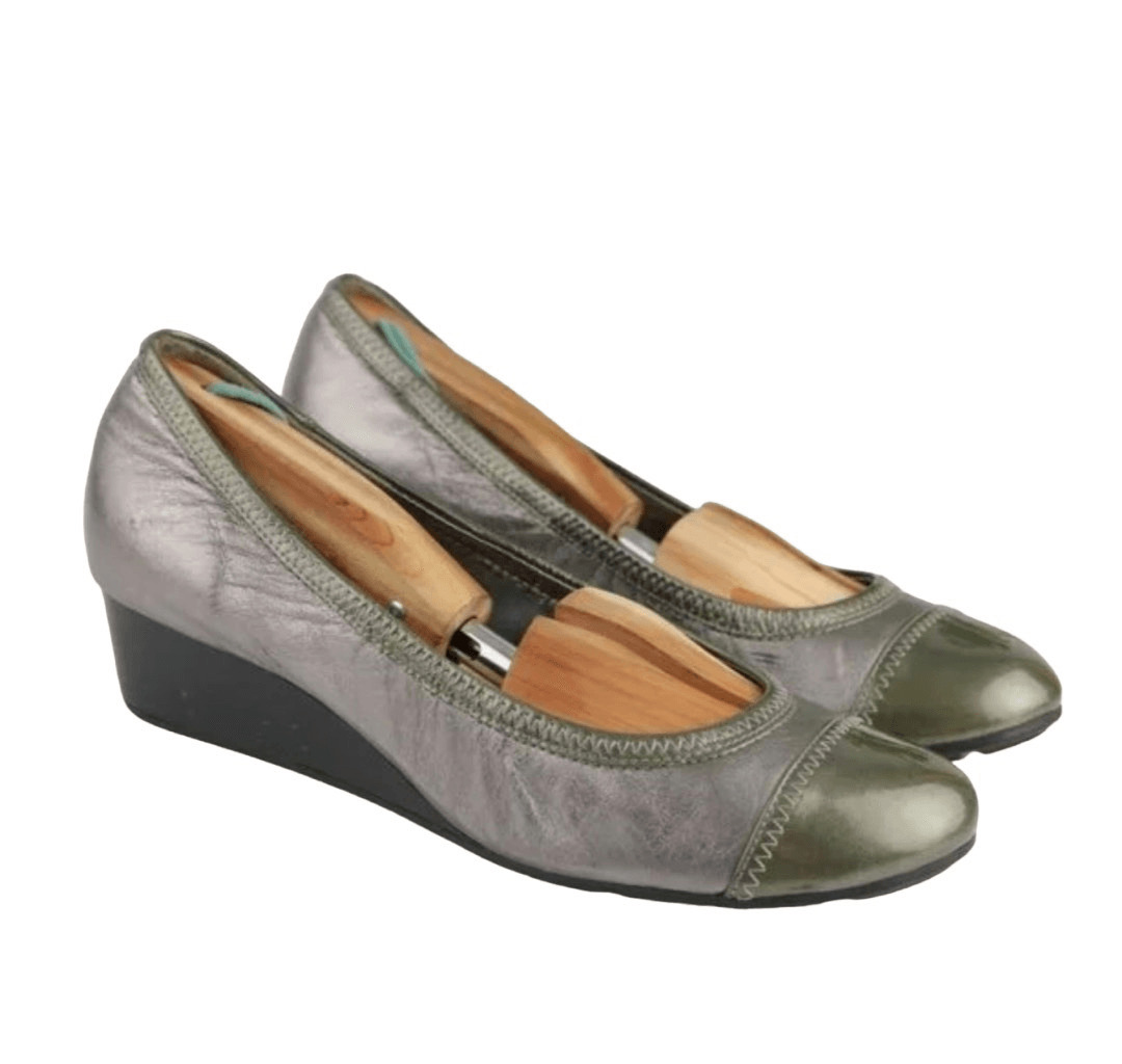 Cole Haan Pewter Silver Leather Wedge Heels - image 6