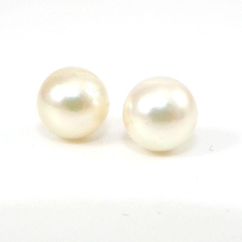 Solid 14K Yellow Gold 7mm White Pearl Post Stud E… - image 2