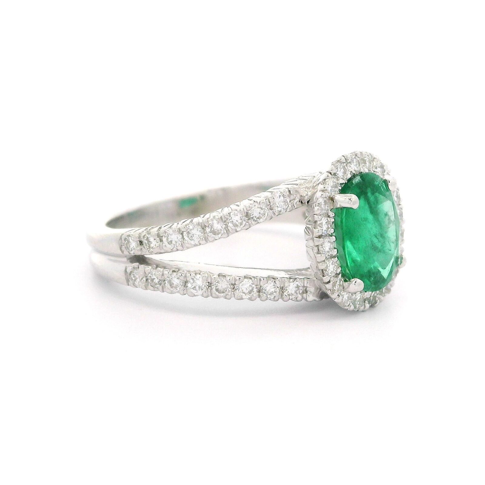 Elegant 18k White Gold 1.81ctw Oval Emerald & Dia… - image 2