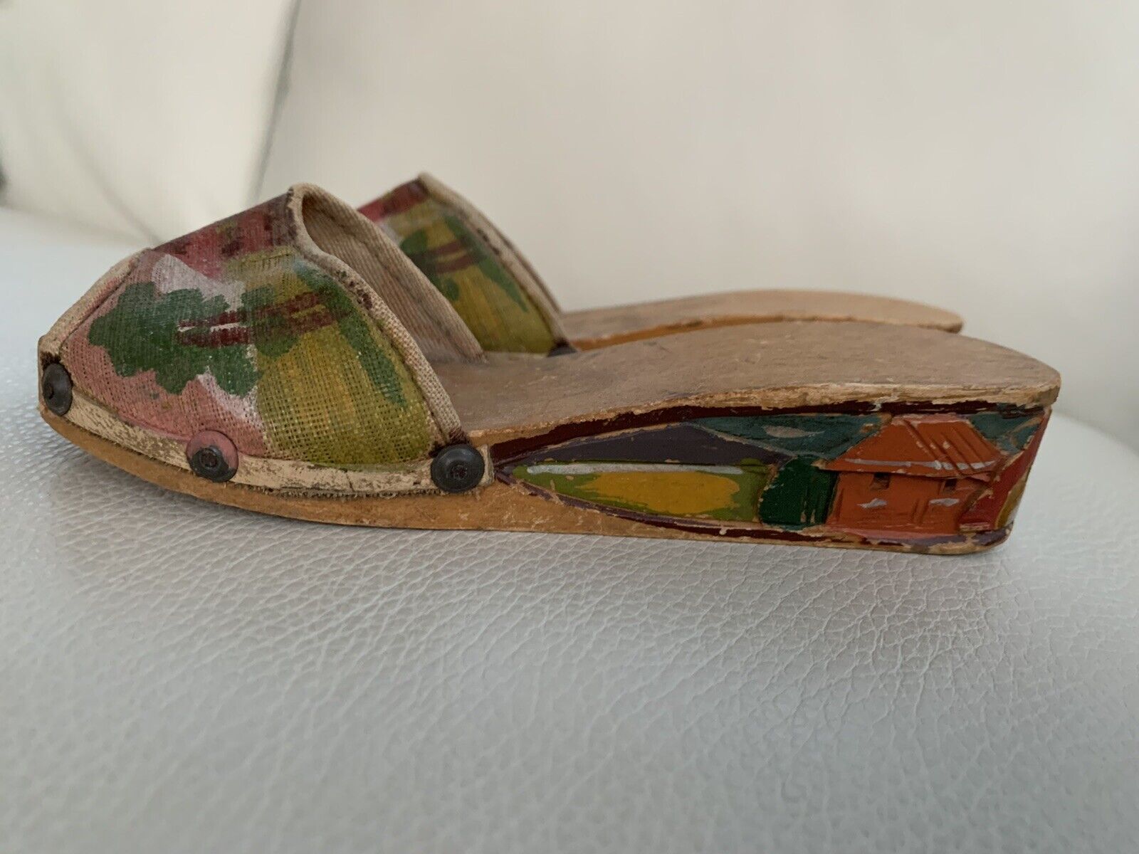 1940s Philippines Wedge Sandal Childs Shoe Hand P… - image 2