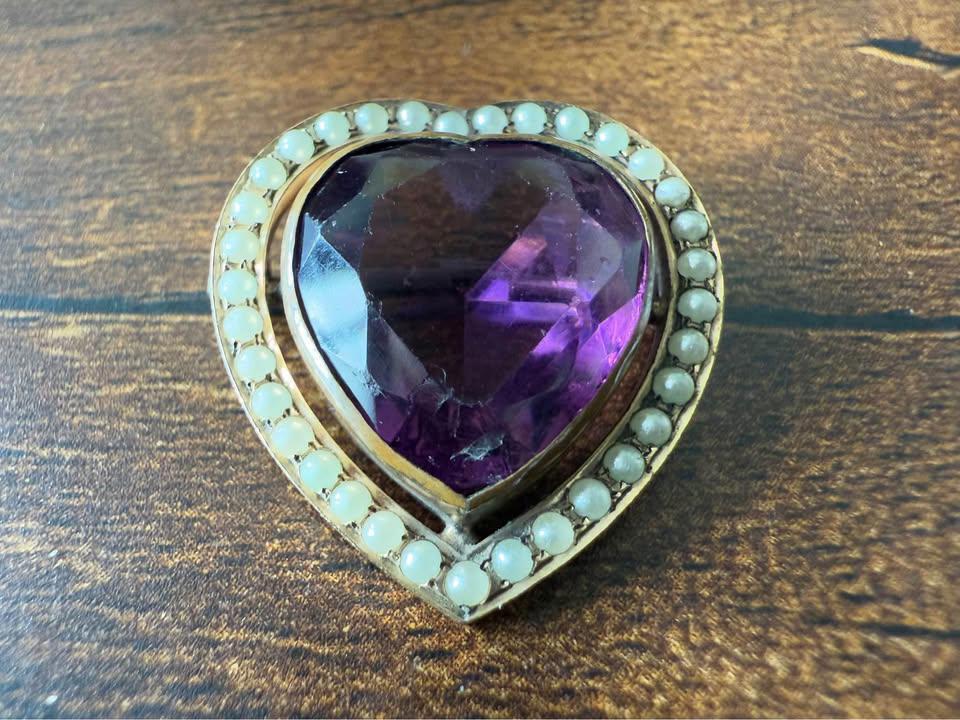 Antique 1860s Victorian Gold Filled Purple Glass … - image 3