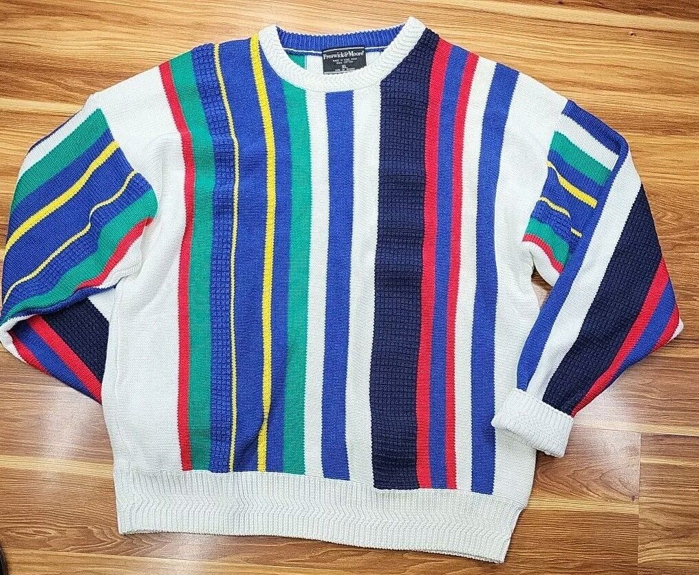 Vintage Preswick & Moore Knit Sweater Striped Men… - image 1