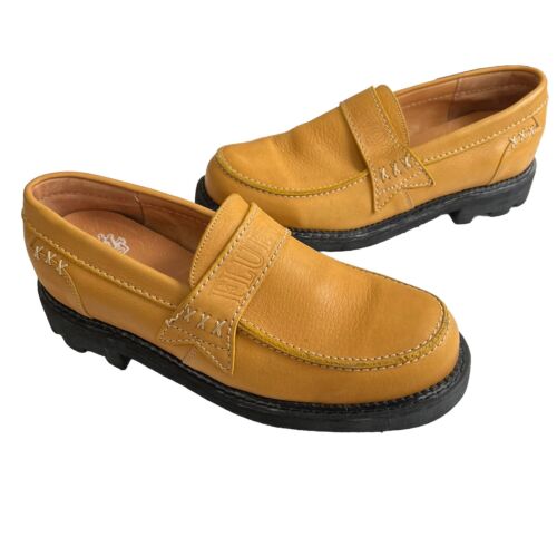 John Fluevog Mens Chunky Loafers Size 9 Yellow Le… - image 1