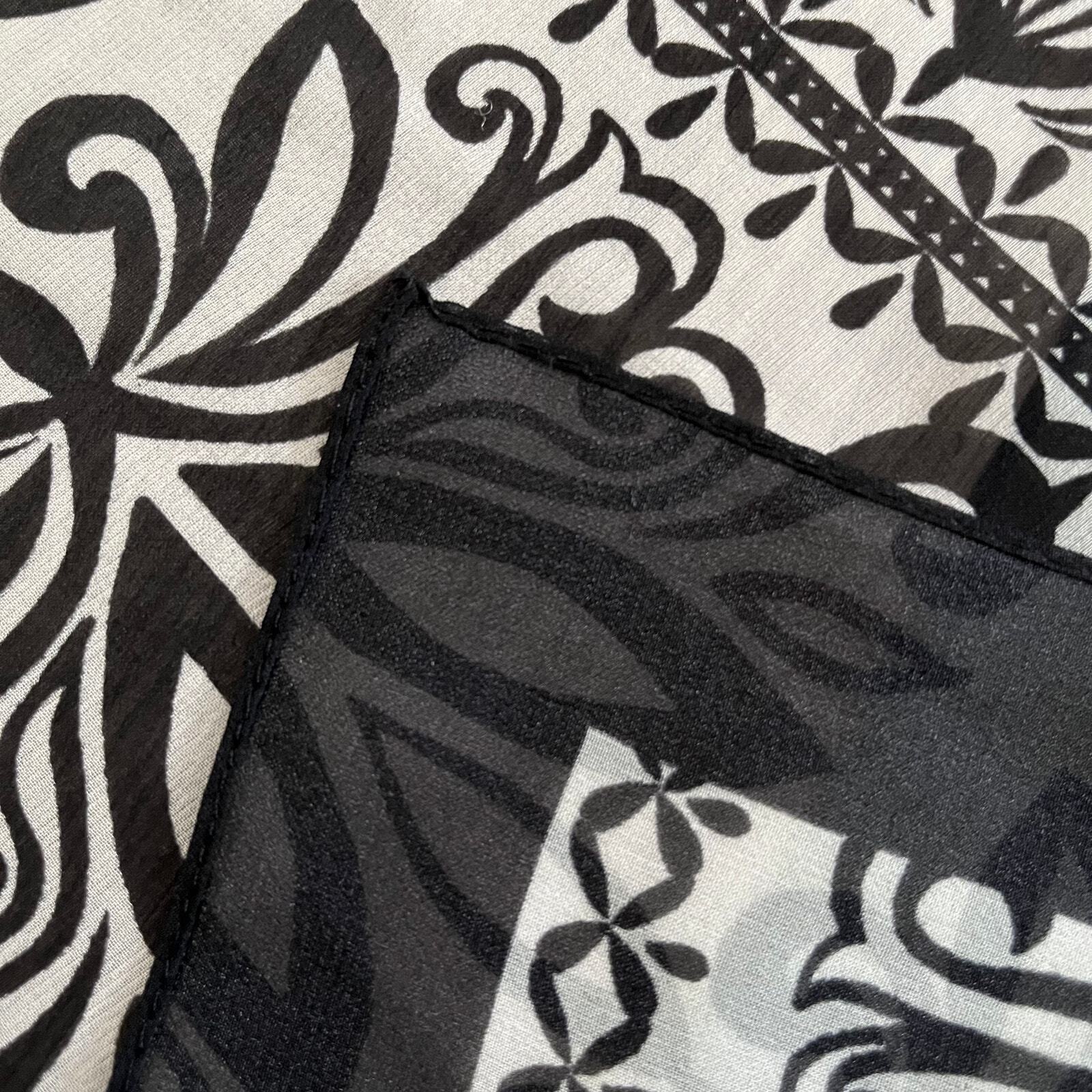 St John Silk Chiffon Black White Damask Print Lon… - image 5