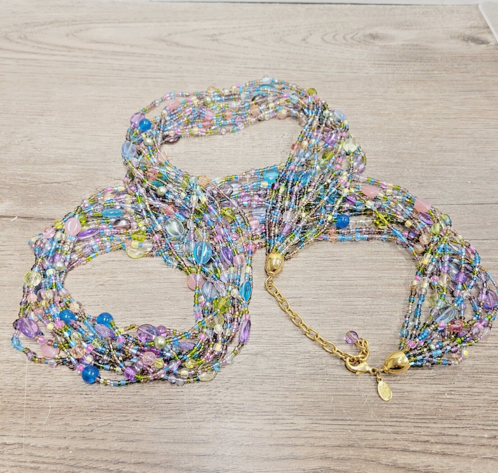 VINTAGE JOAN RIVERS PASTEL TORSADE BEADED NECKLAC… - image 4