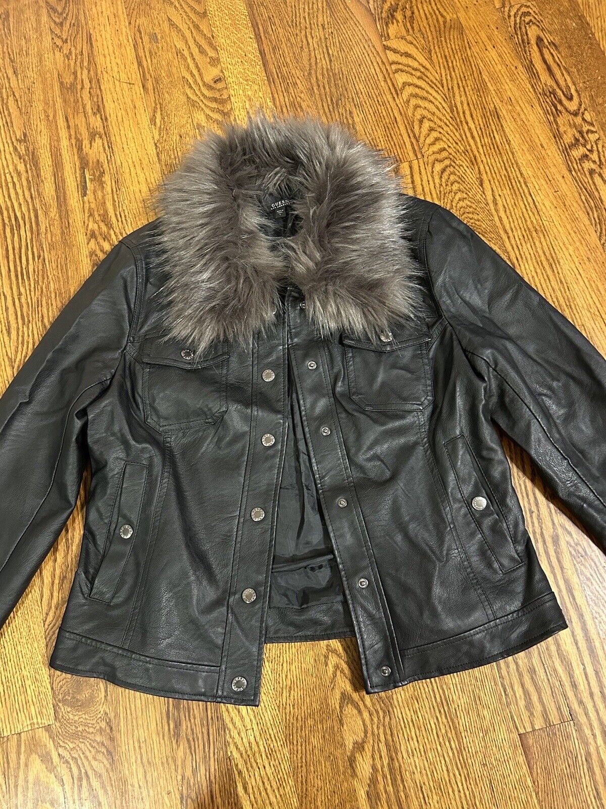 guess women leather jacket small used - image 2