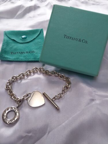 Tiffany & Co Sterling Silver Blank Heart Toggle C… - image 1