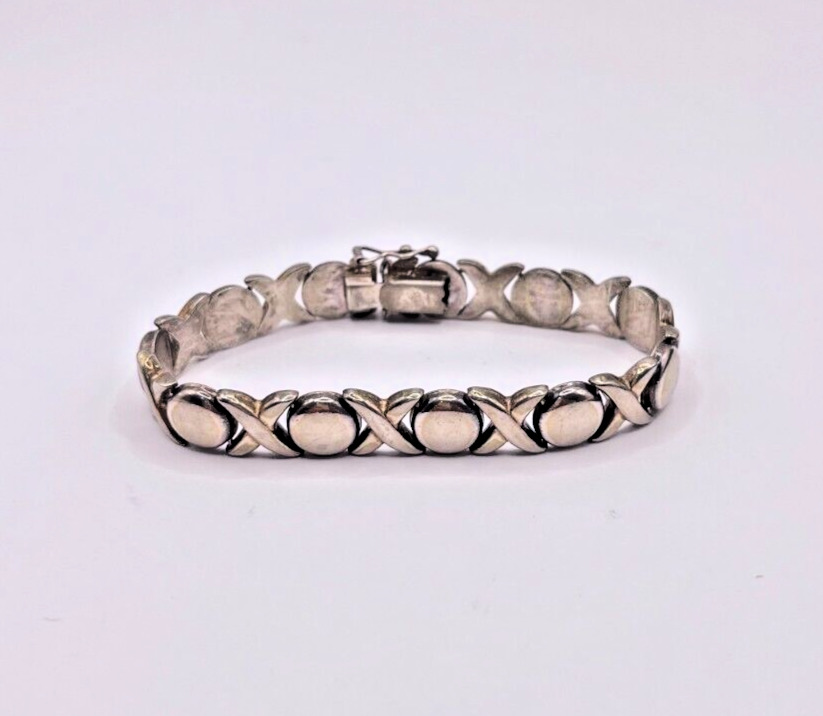 Sterling Silver Cross and Circle Bracelet - image 1