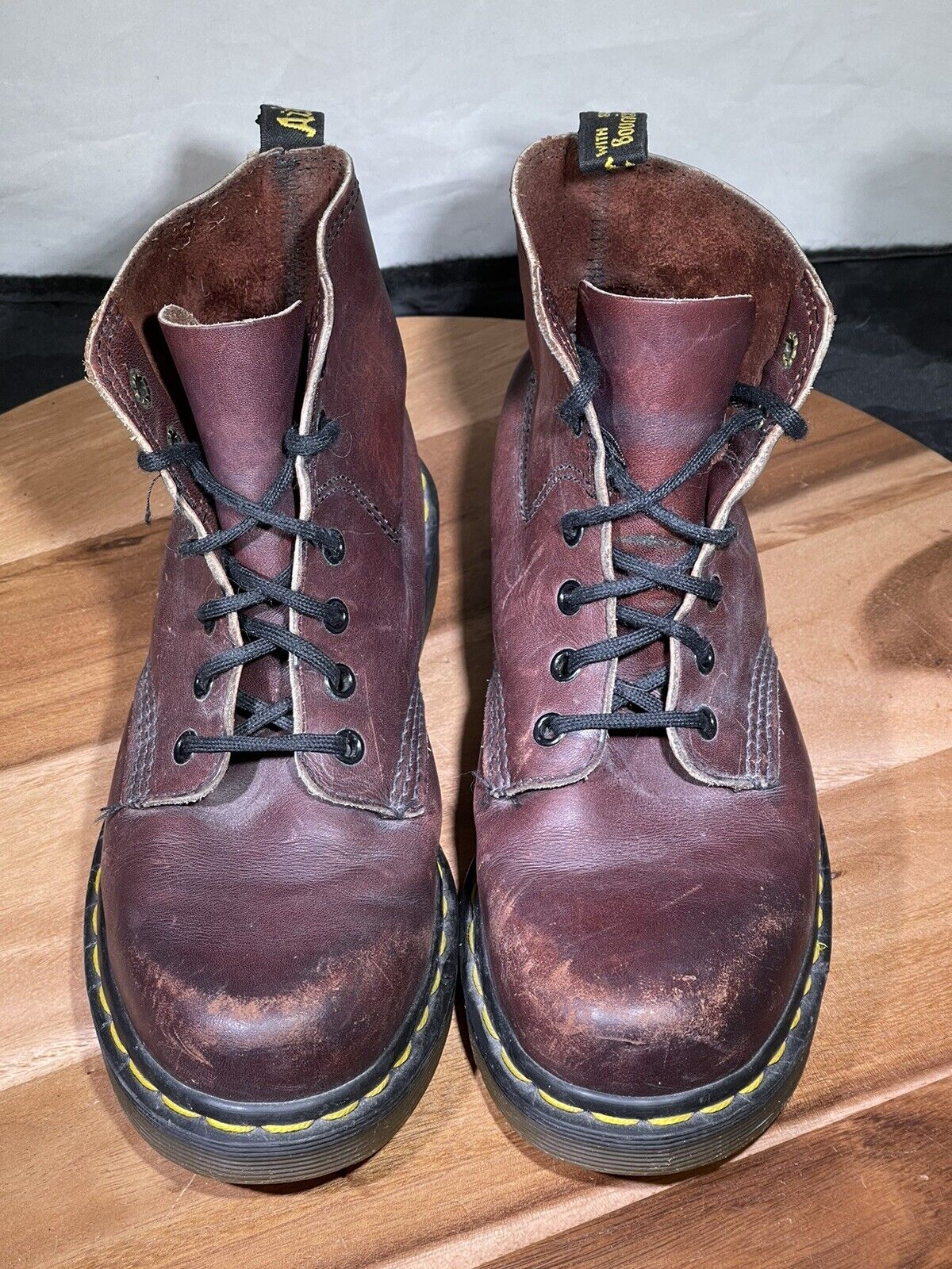 Vtg Dr Doc Martens 6 Eye Reddish Brown Leather Bo… - image 2