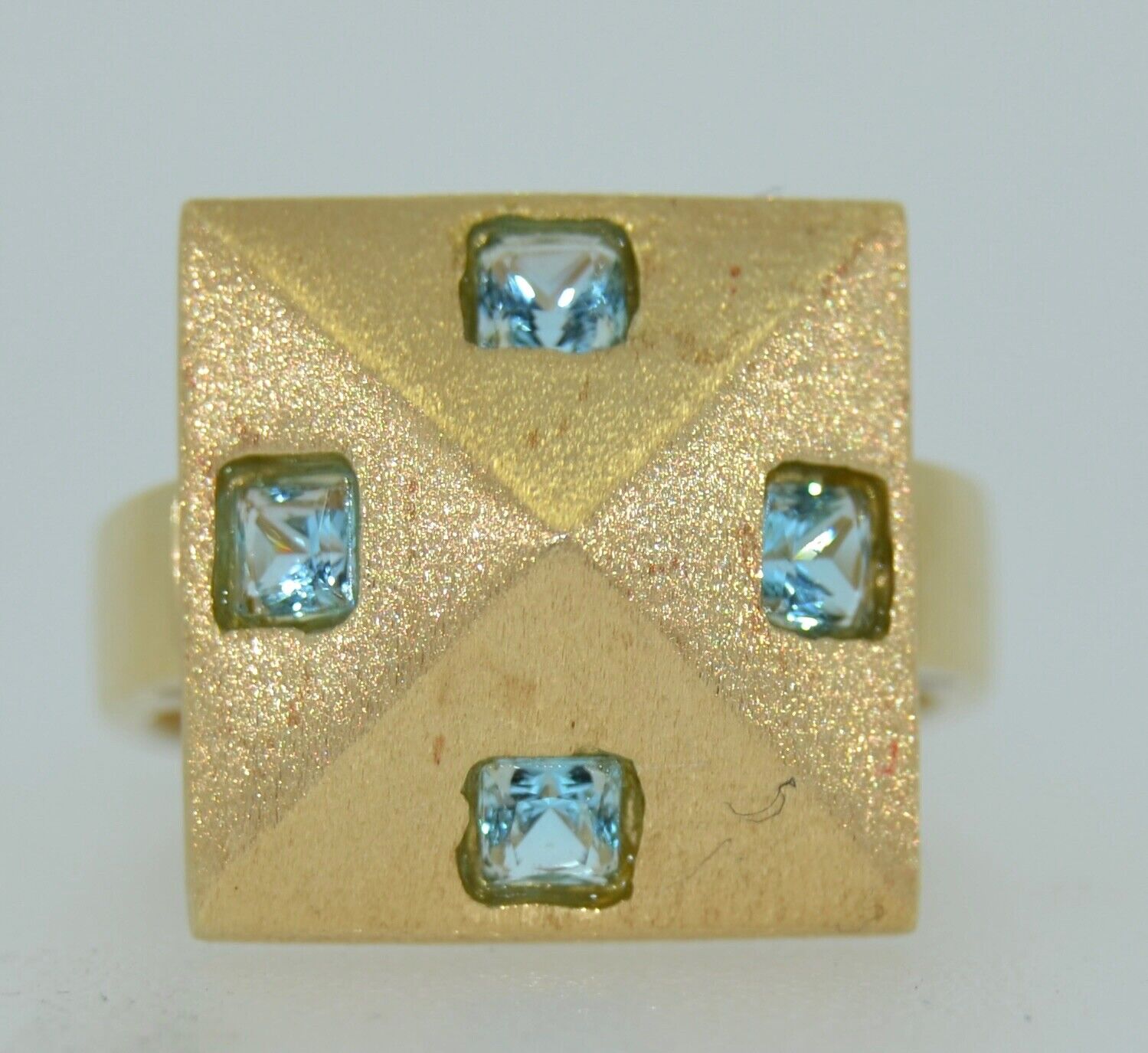 Italian 14K & Aquamarine Modernist Ring - image 15