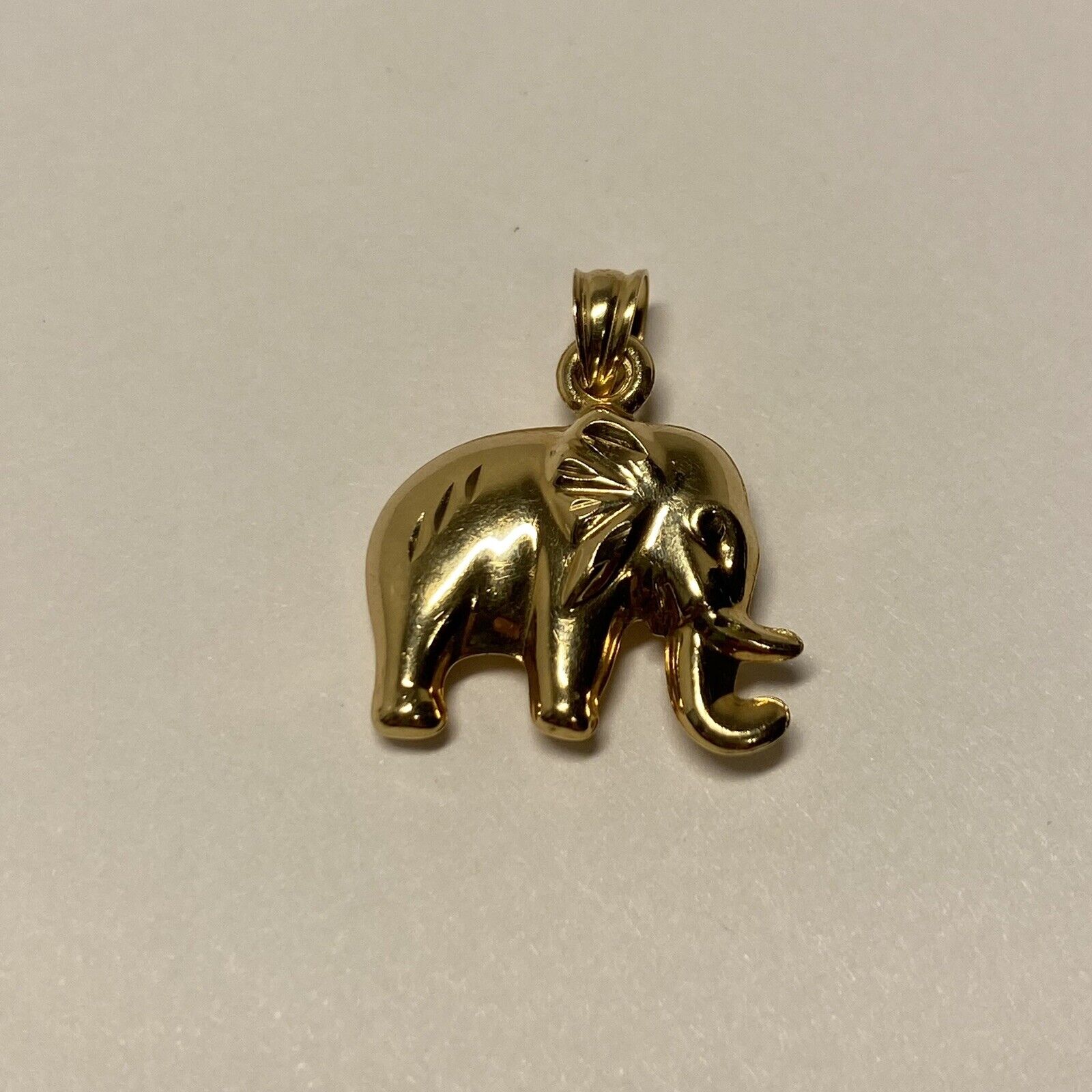 14K Yellow Gold Elephant Pendent / Charm, Detaile… - image 4