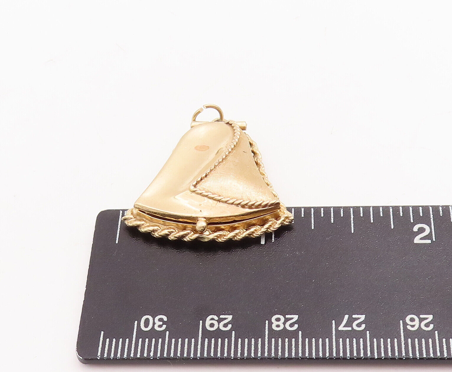 14K GOLD Vintage Pendant Solid Twisted Rope Carve… - image 8