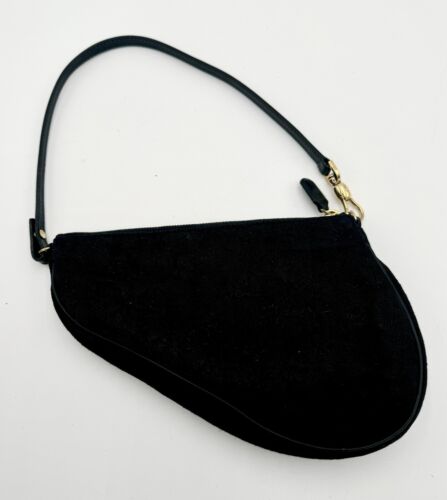 DIOR BLACK CANVAS SADDLE BAG - image 1