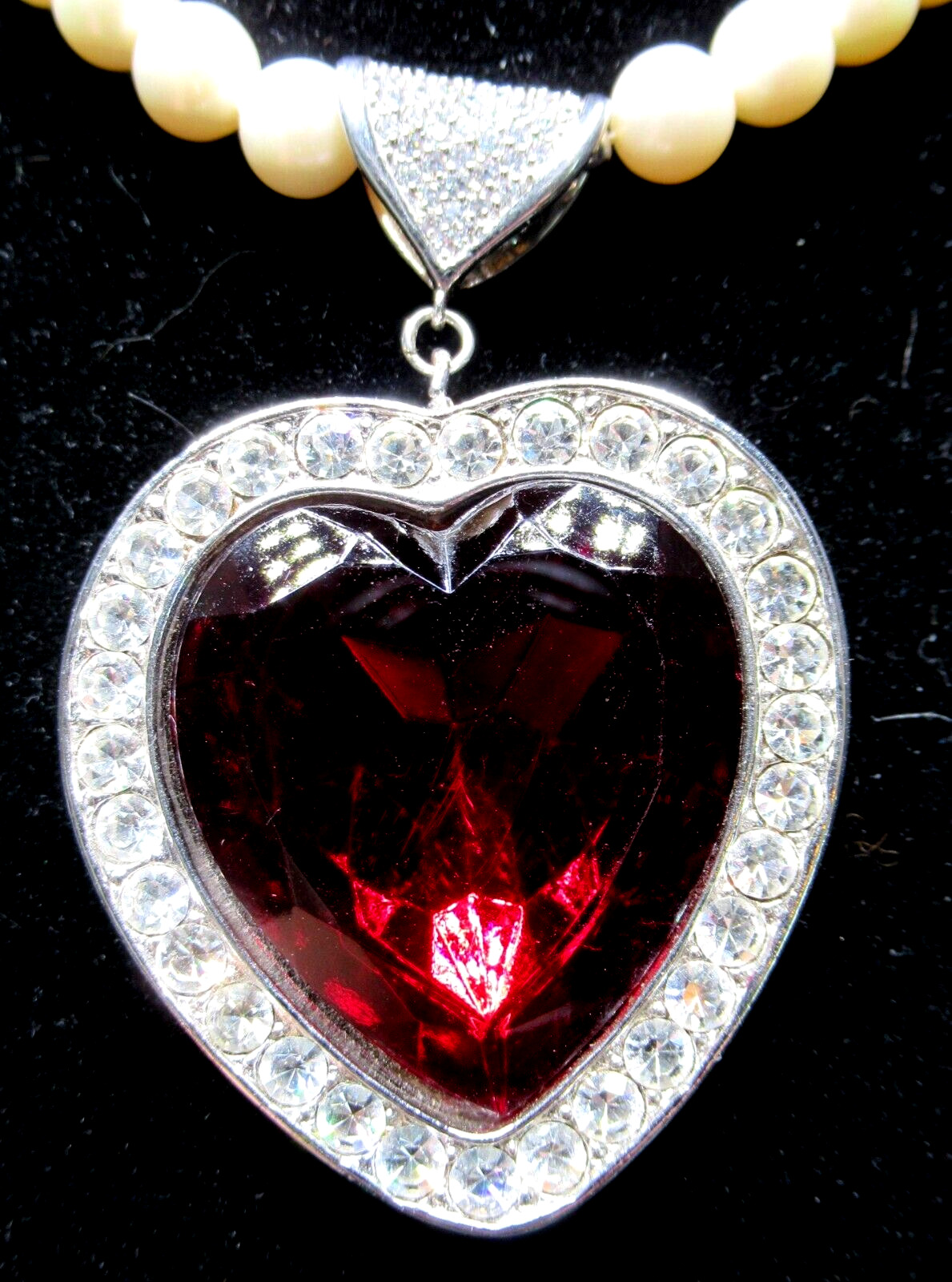 YSL YVES SAINT LAURENT Huge Crystal Heart Pendant… - image 3