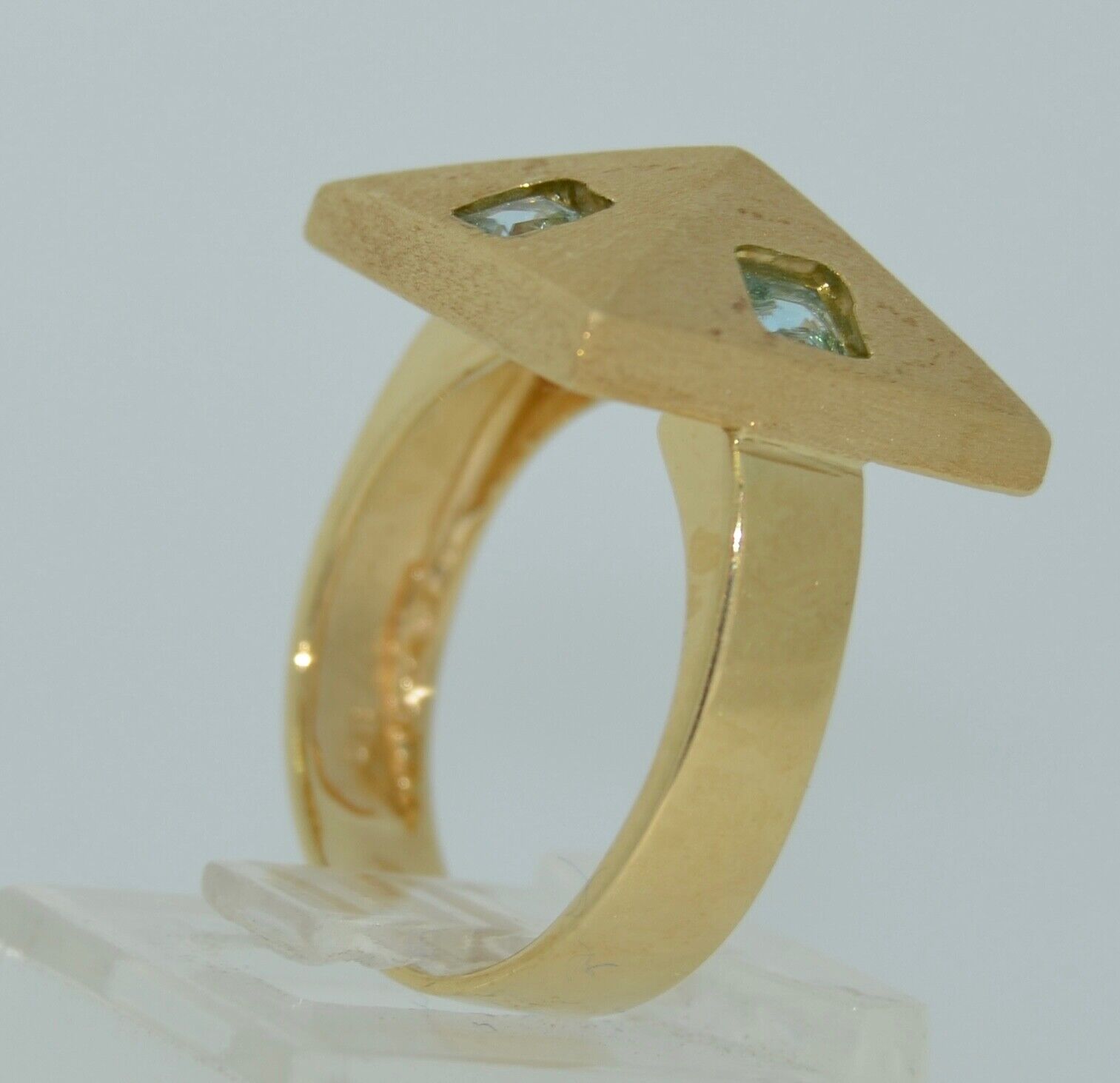 Italian 14K & Aquamarine Modernist Ring - image 14