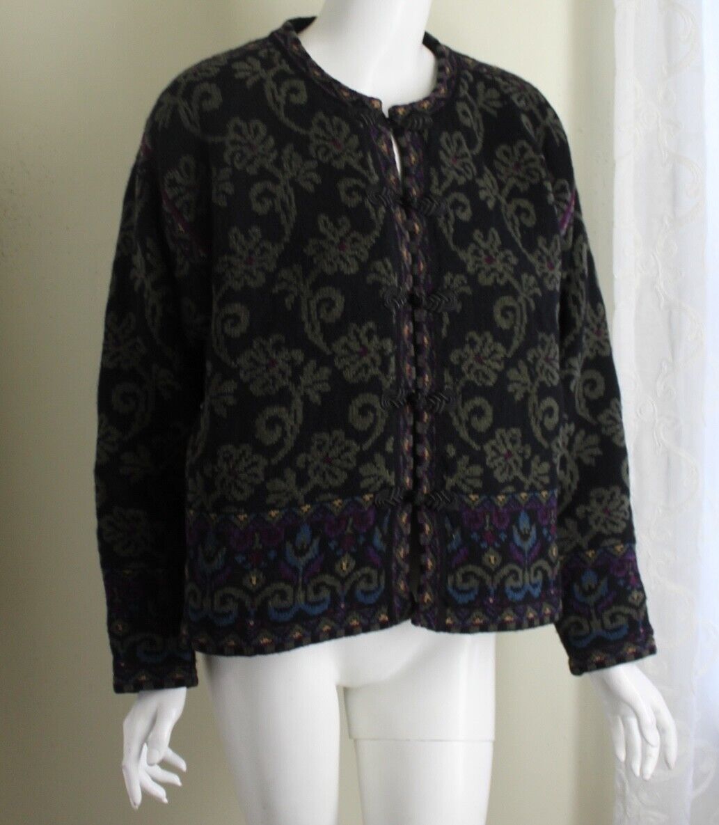 Icelandic Design Sz L Gorgeous Wool Chenille Asia… - image 8