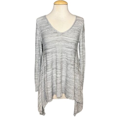 Cupio Gray Long Sleeve V-Neck Tunic Top Women’s M… - image 1