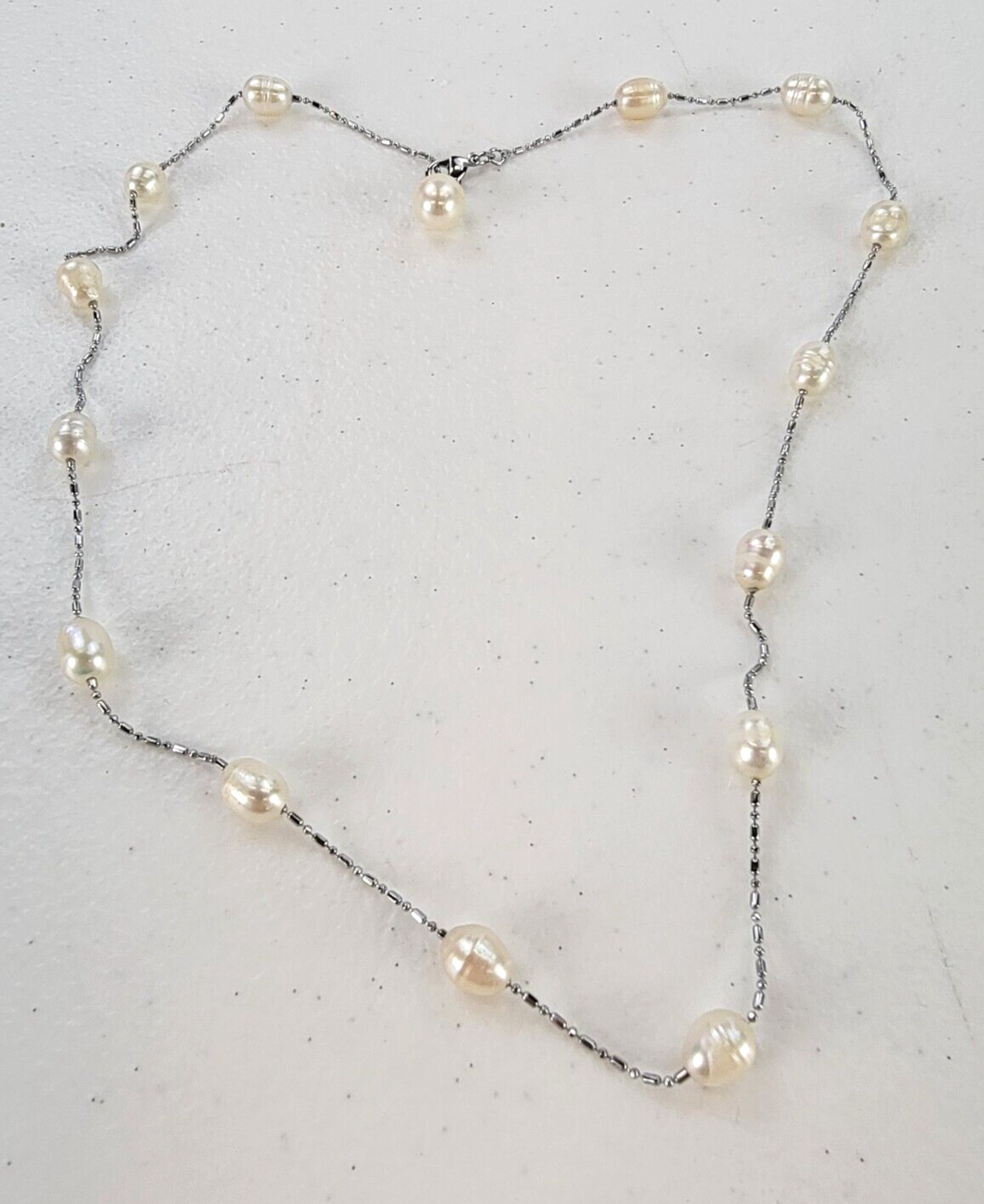 Silver-Tone White Fresh Water Pearl Bead Necklace… - image 5