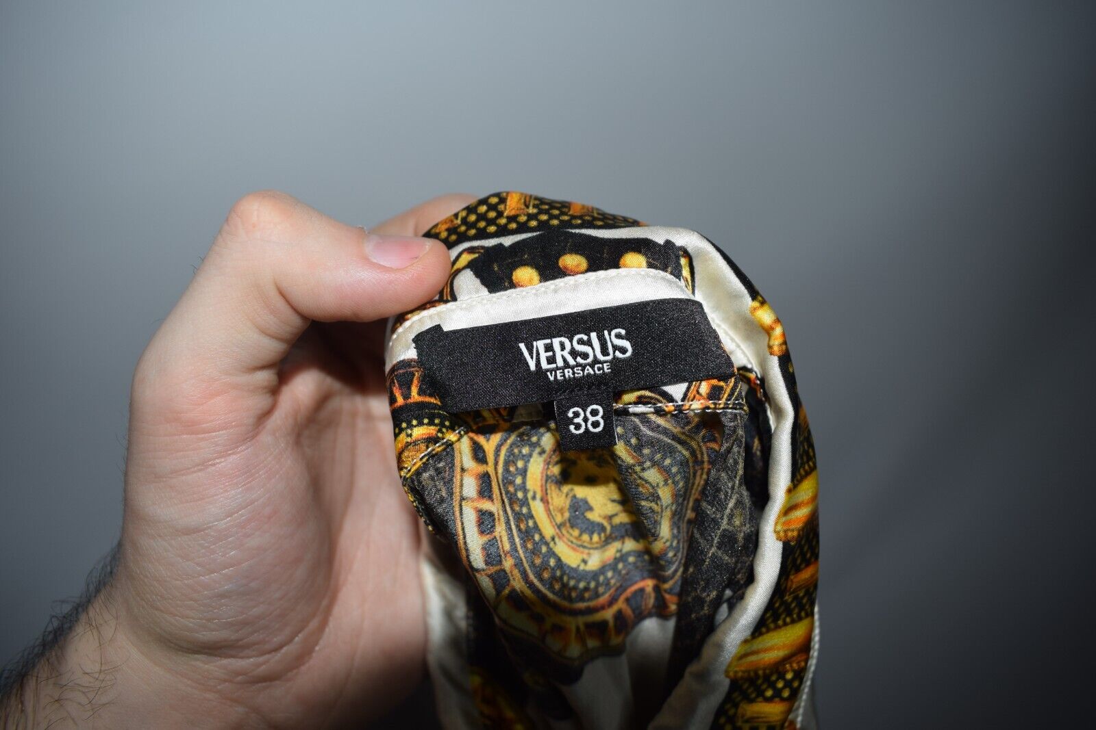 Versus Versace Barocco Print Silk Button Up Shirt… - image 10