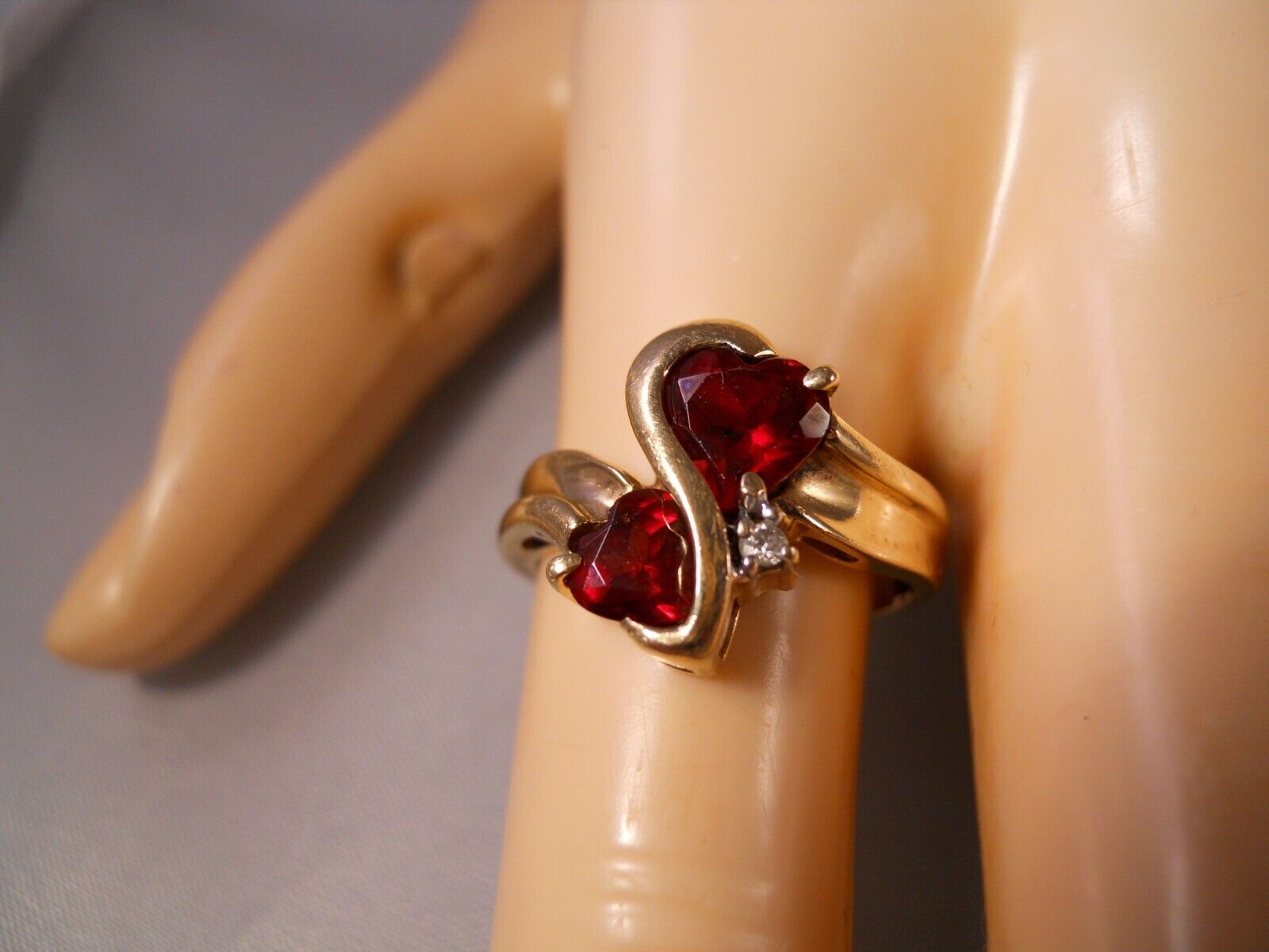 DESIGNER NY 10K YELLOW GOLD RED HEART CUT GARNETS… - image 4