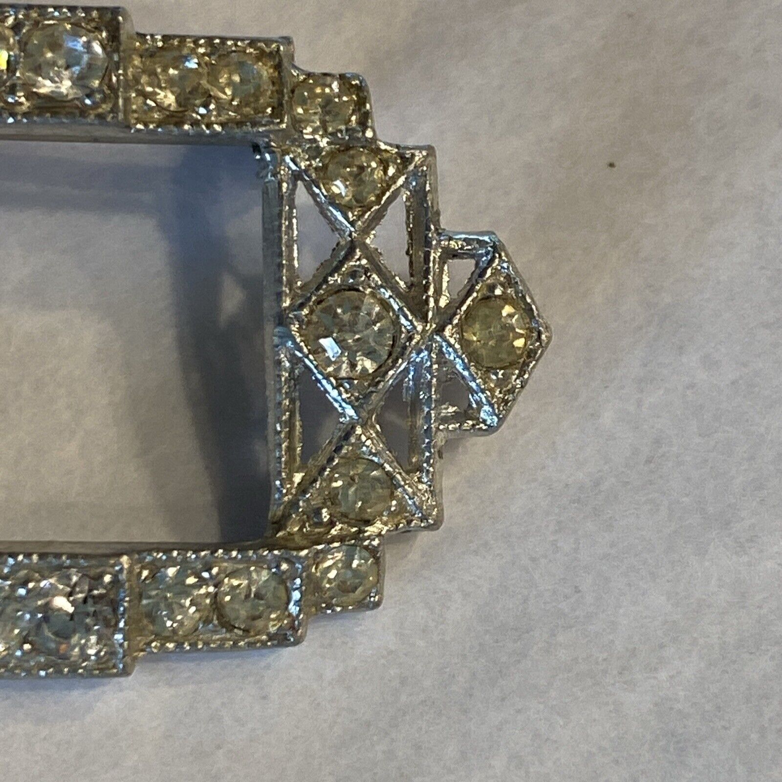 Vintage Rhinestone Art Deco Brooch Pin - image 4