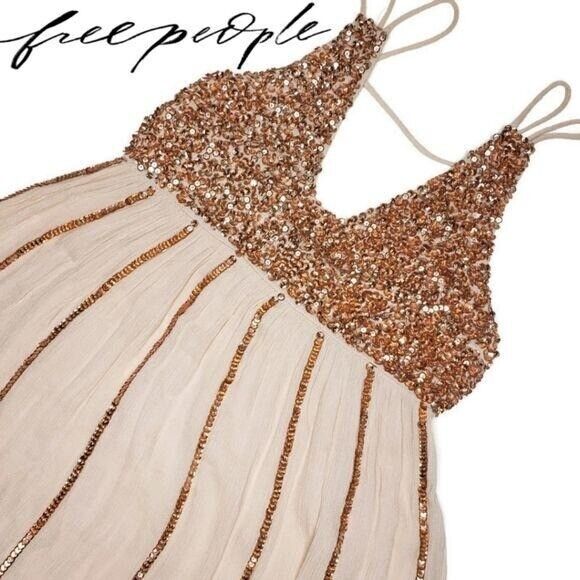 intimately free people rose gold flowy sequin dre… - image 3