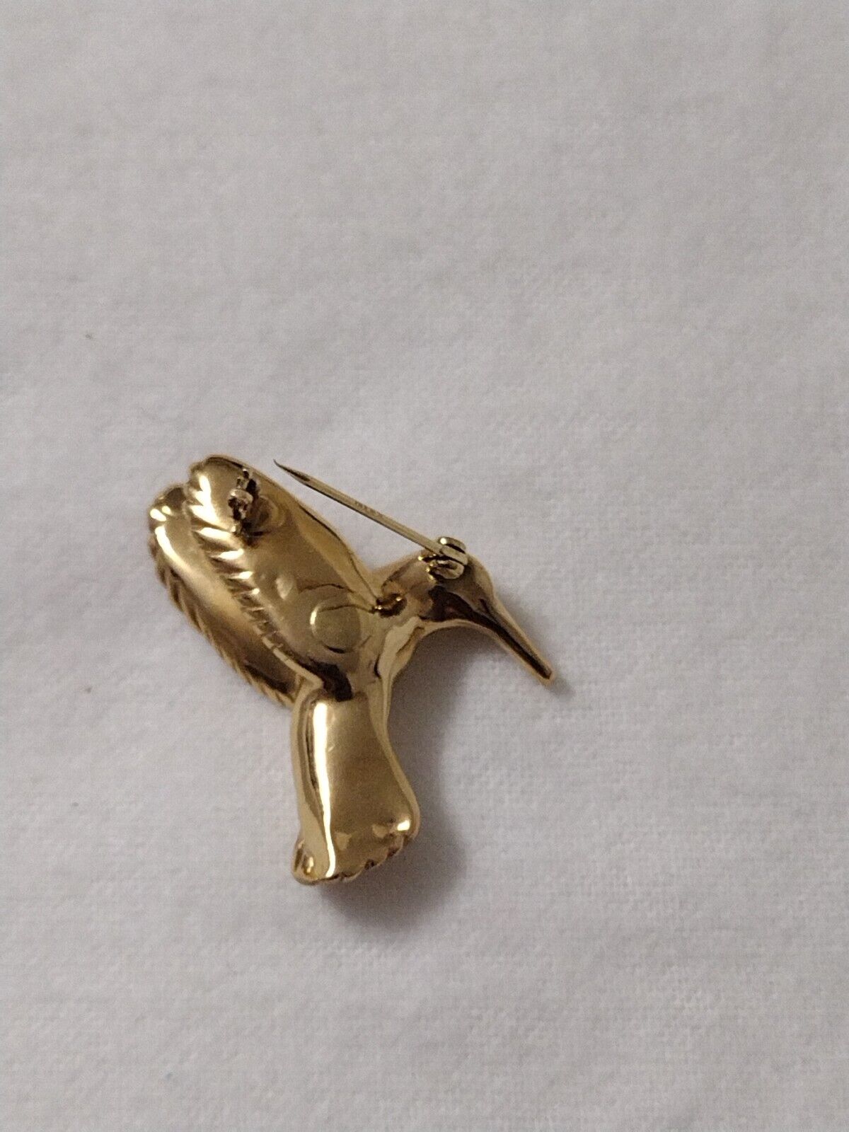 Vintage 14K Yellow Gold Hummingbird PIN BROOCH  1… - image 5