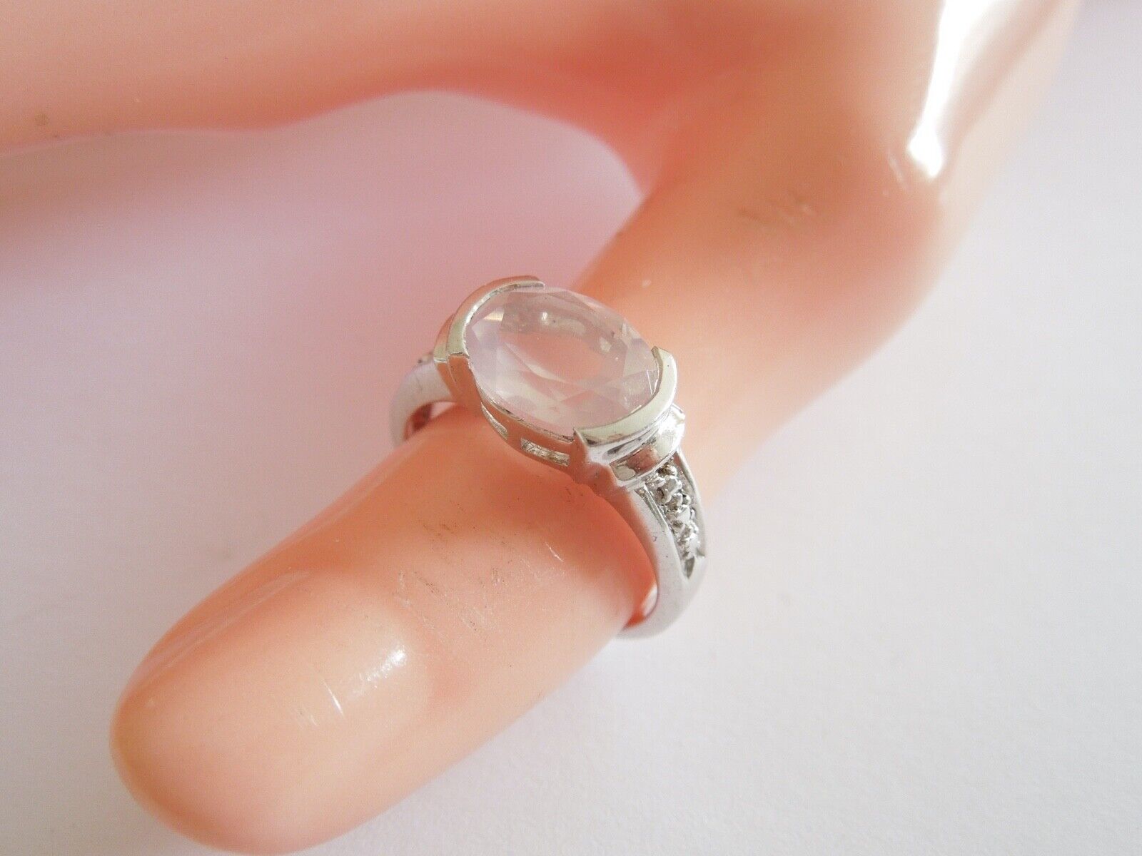 925 Sterling Silver Ring with Rose Quartz 3.6 g/S… - image 9