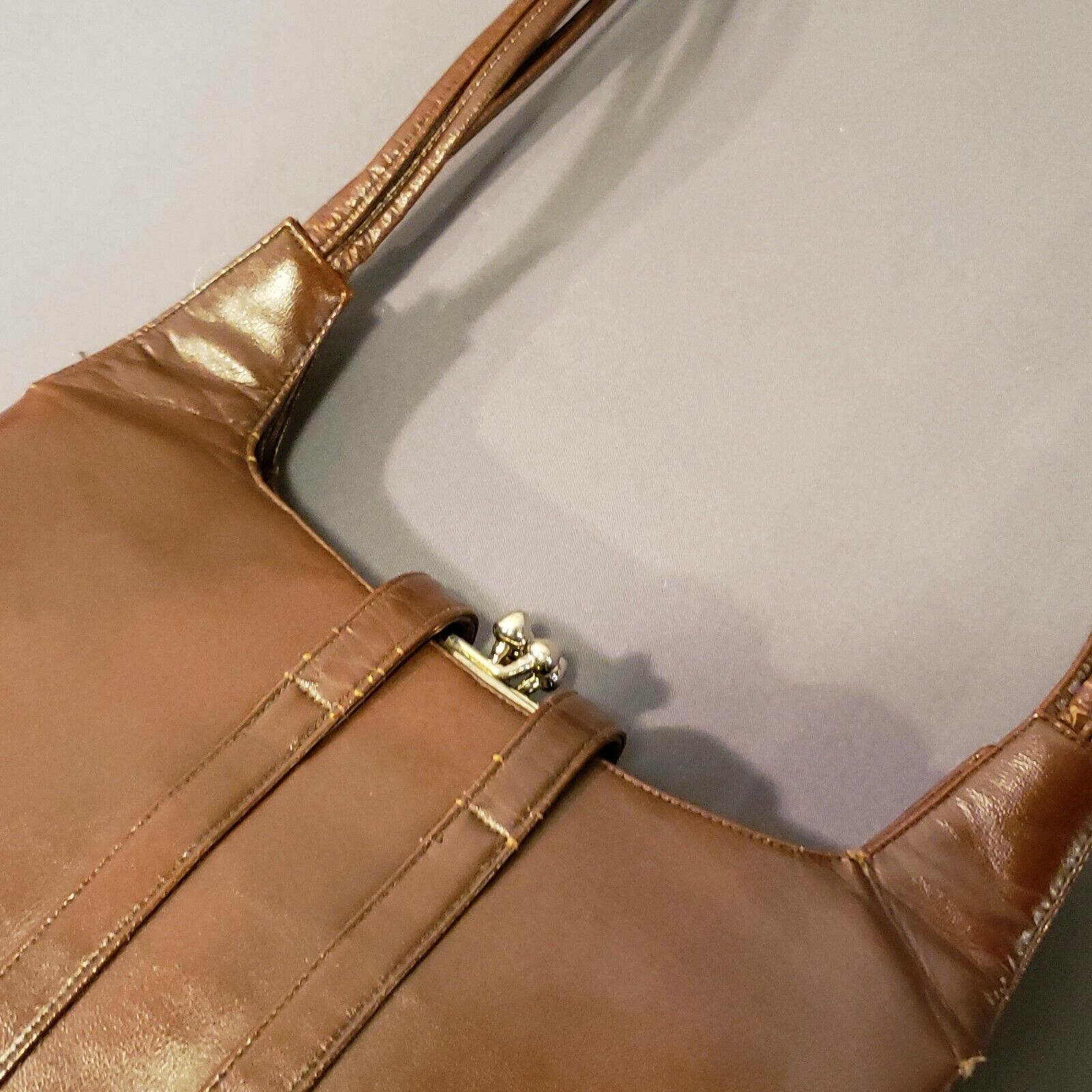 Lou Taylor Brown Tan Italian Leather Purse Vintage - image 6