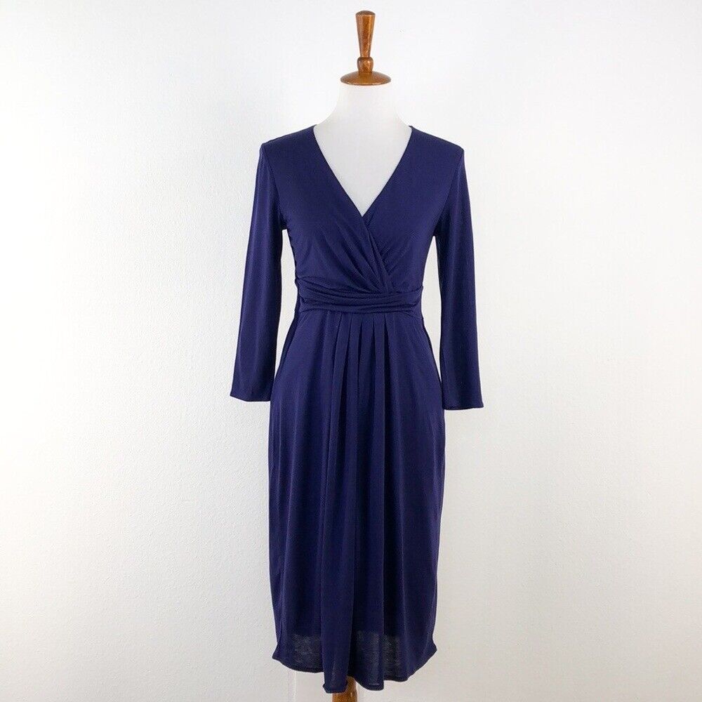 Boden Royal Blue Faux Wrap V Neck Dress sz 6 - image 1