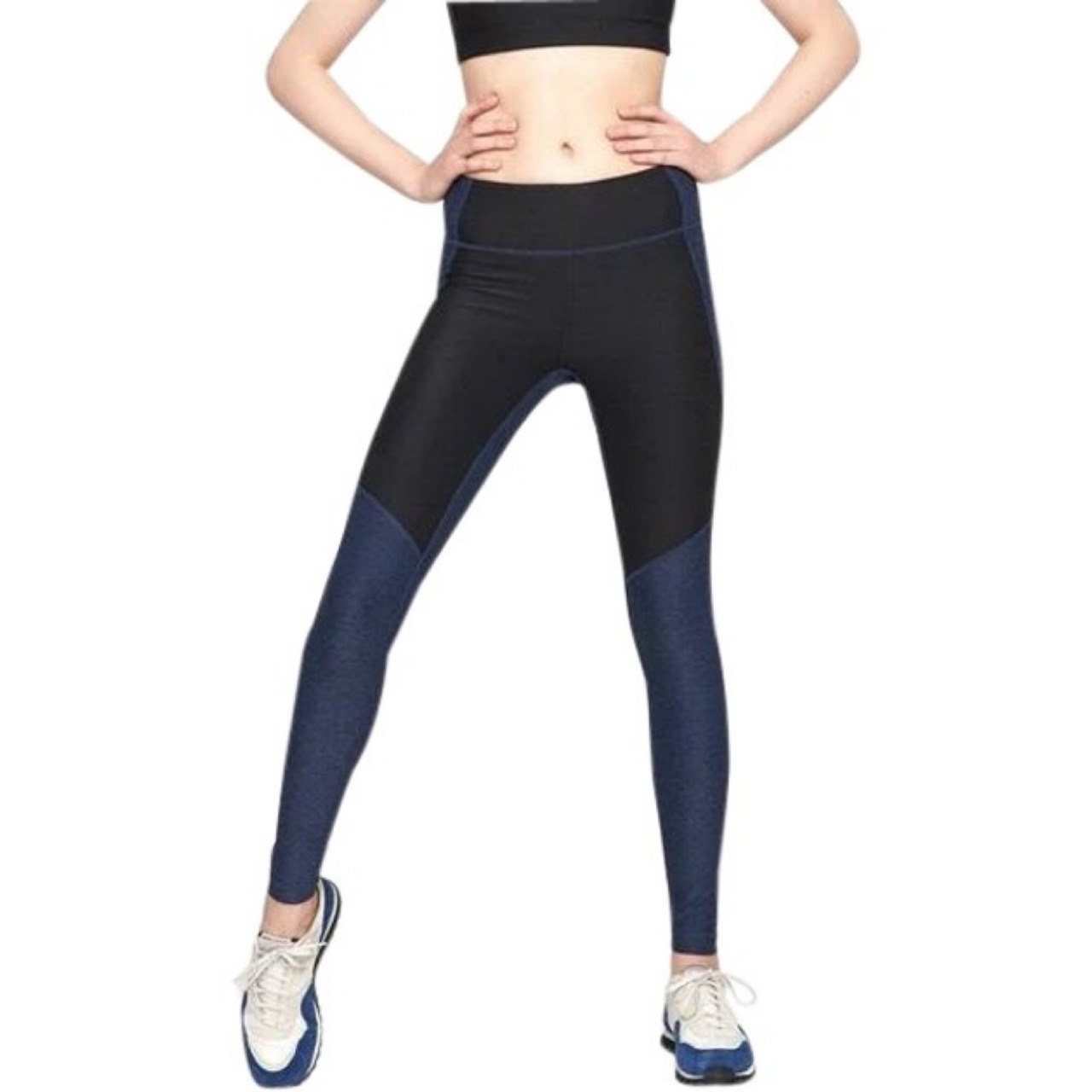 Outdoor Voices Two Tone Navy Blue Warmup Crop Leg… - image 3