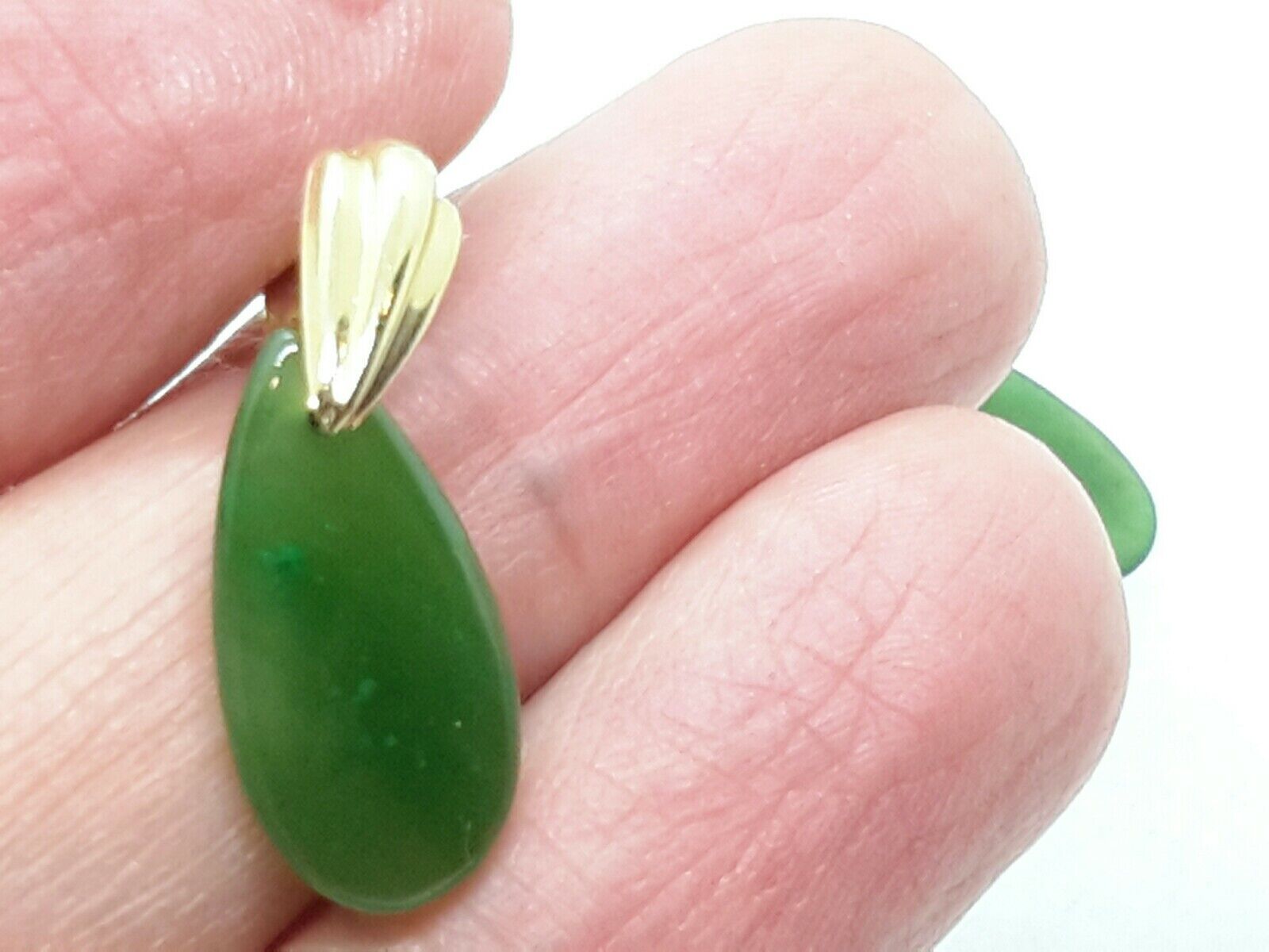 Vintage 14 KT Real Gold Nephrite Jade Jadeite  Ea… - image 6