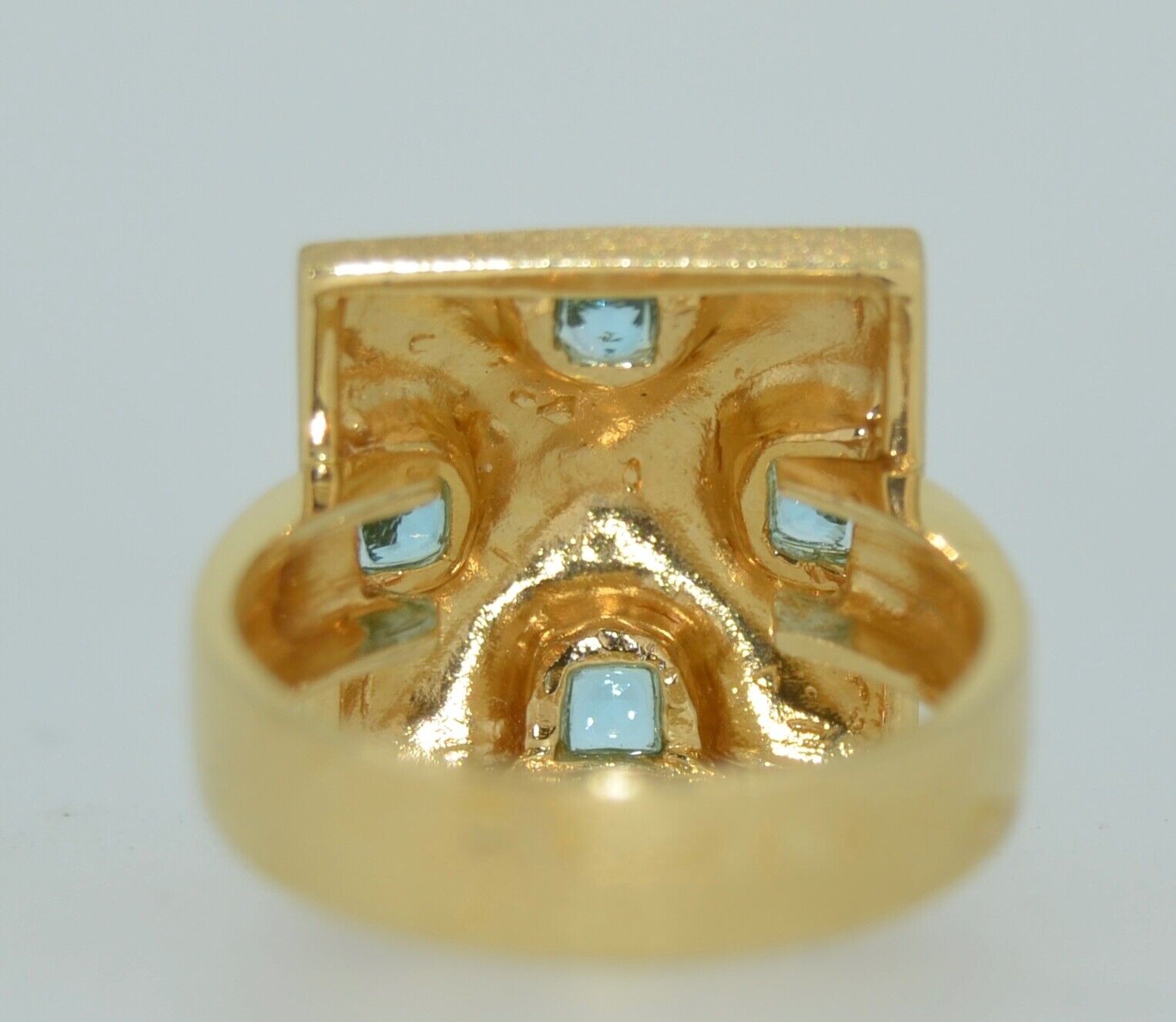 Italian 14K & Aquamarine Modernist Ring - image 5